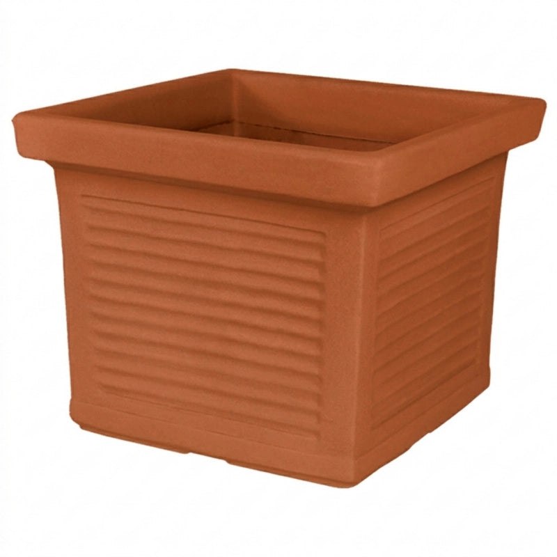 Vaso quadrato decorativo classico tradizionale 40x40 H33 in polimero resistente terracotta per piante per giardini e terrazze - Made in Italy