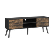 Mobile Porta TV Eskilstuna a 2 Ante e Ripiani 120 x 30 x 47 cm - Nero/ Color Legno Scuro [en.casa]