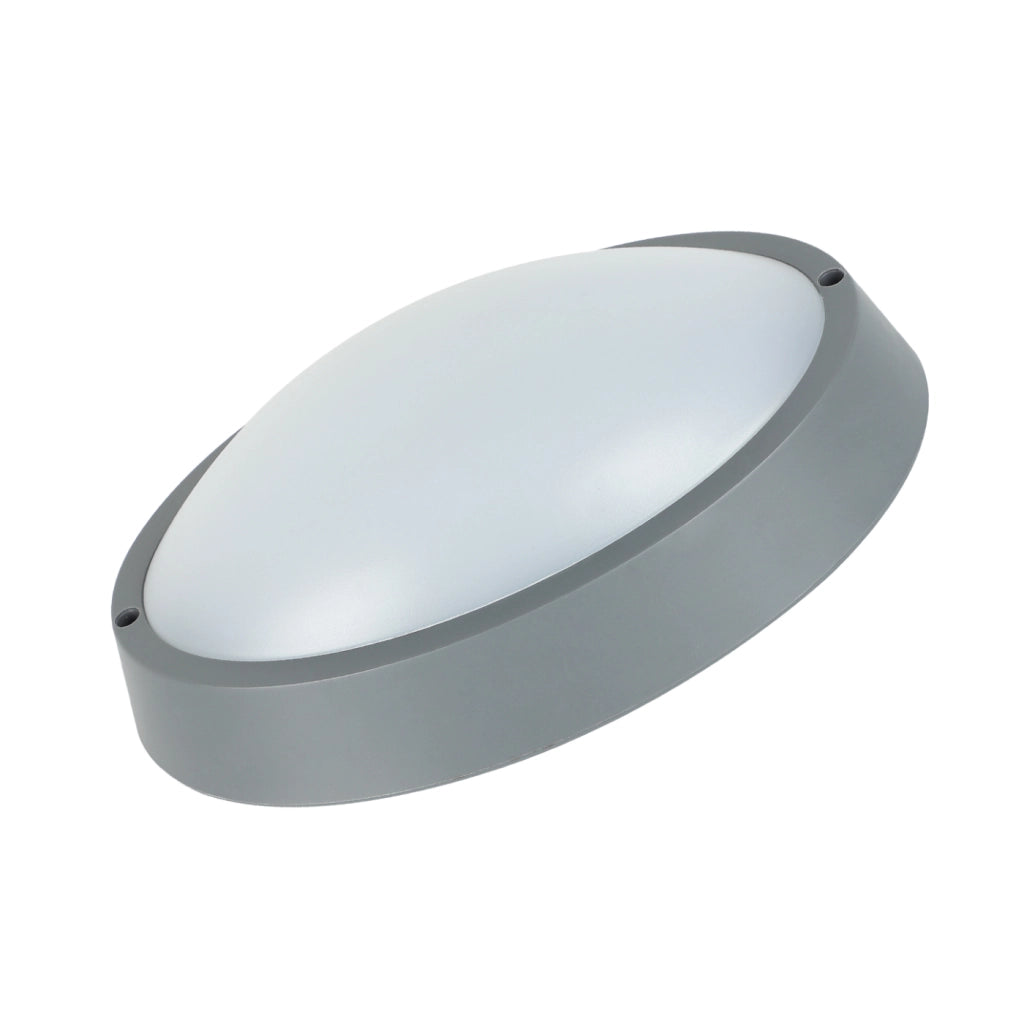 Alcapower Plafoniera LED Ovale IP65 15W 1300lm 4000K Grigia: Illuminazione a Tenuta Stagna ad Alta Efficienza per Ambienti Interni ed Esterni