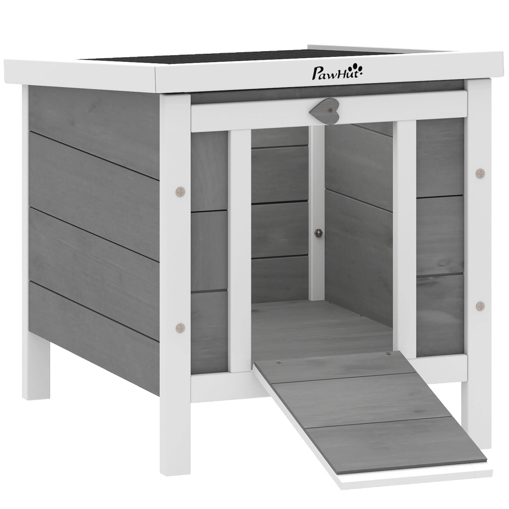 Gabbia per conigli con rampe e tetto apribile ¨C zephmum ¨C 51x42x43 cm grigio bianco legno