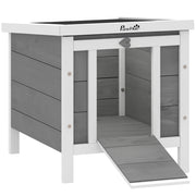 Gabbia per conigli con rampe e tetto apribile ¨C zephmum ¨C 51x42x43 cm grigio bianco legno