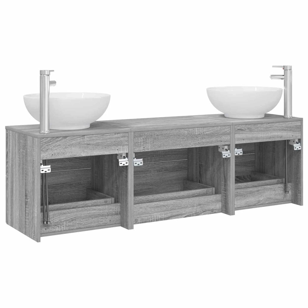 Set di mobili per il bagno 3 pz Sonoma grigio 3405896