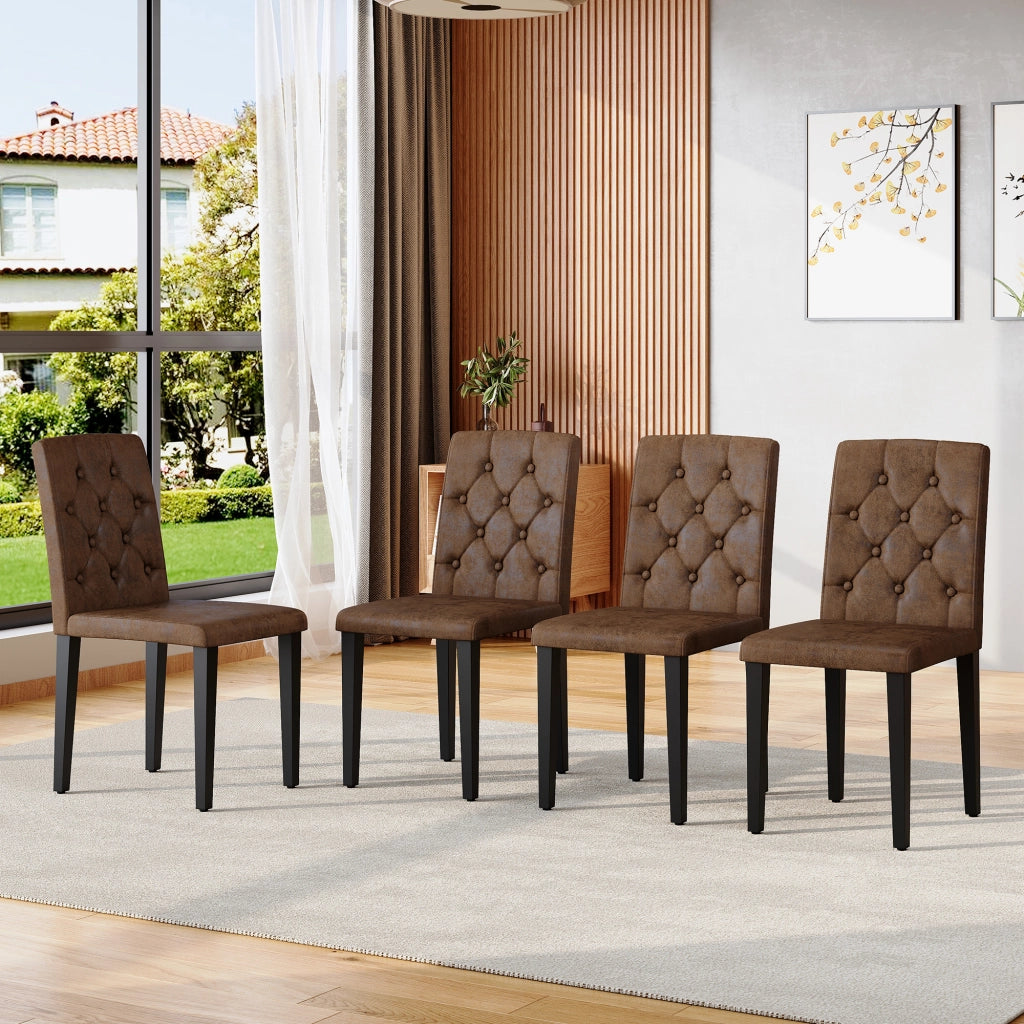 SEDIA DA PRANZO Set da 4 pezzi 89 cm Marrone e Nero in Tessuto e Metallo