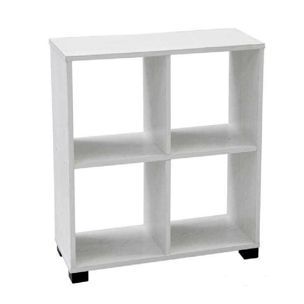 Trade Shop - Mobile Libreria Ermes Scaffale Basso 4 Scomparti Legno Bianco 60x24x68cm 715624 -