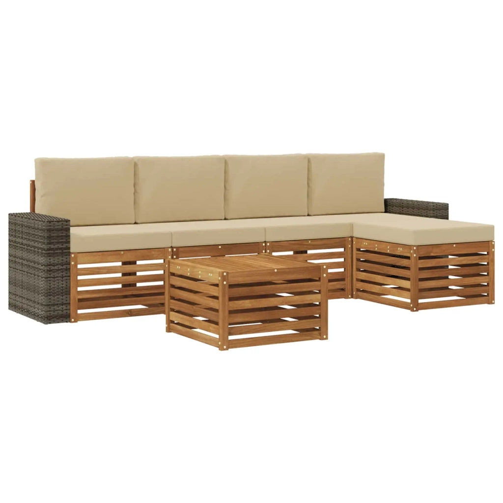 Set di divani da esterno 6 pz Naturale e Beige 3384279