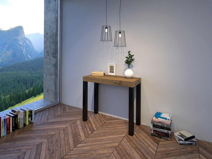 Consolle Allungabile 90-300x40x77 cm in Nobilitato Marrone