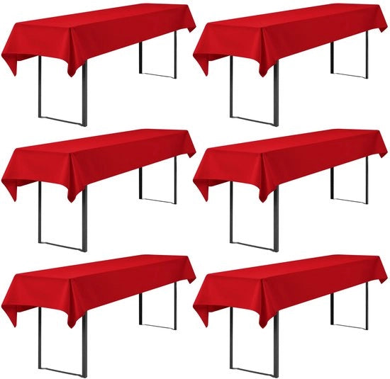 Telaio per tavolo da birra 6 pezzi, copertura universale per tavoli da birra da 50cm e 70cm, coperture per tavoli da birra, copertura per tavolo da birra, set per tenda da birra con tovaglie rettangolari da 100x250cm (rosso)