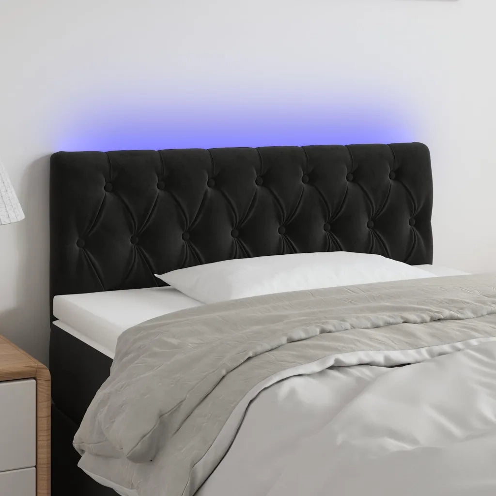 Testiera | Testata a LED Nera 90x7x78/88 cm in Velluto