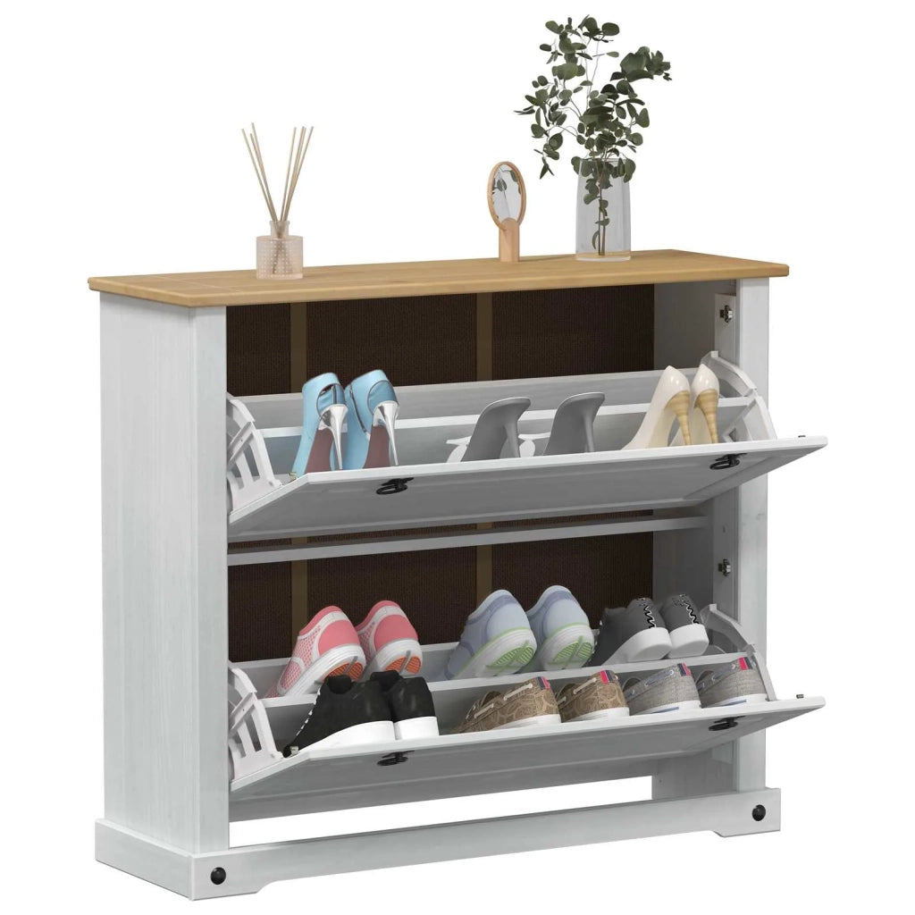 Mobile per scarpe Corona Bianco 99 x 32 x 85 cm Pino massello 42024953