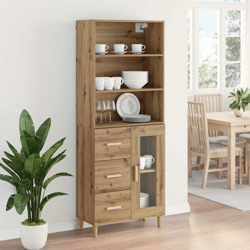 Credenza | Madia | Buffet da pranzo | Armadio da pranzo con cassetto Rovere artigianale 69,5 x 34 x 180 cm