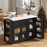 CARRELLO DA CUCINA con piano ribaltabile 120 x 45 (70) x 90 cm MDF nero