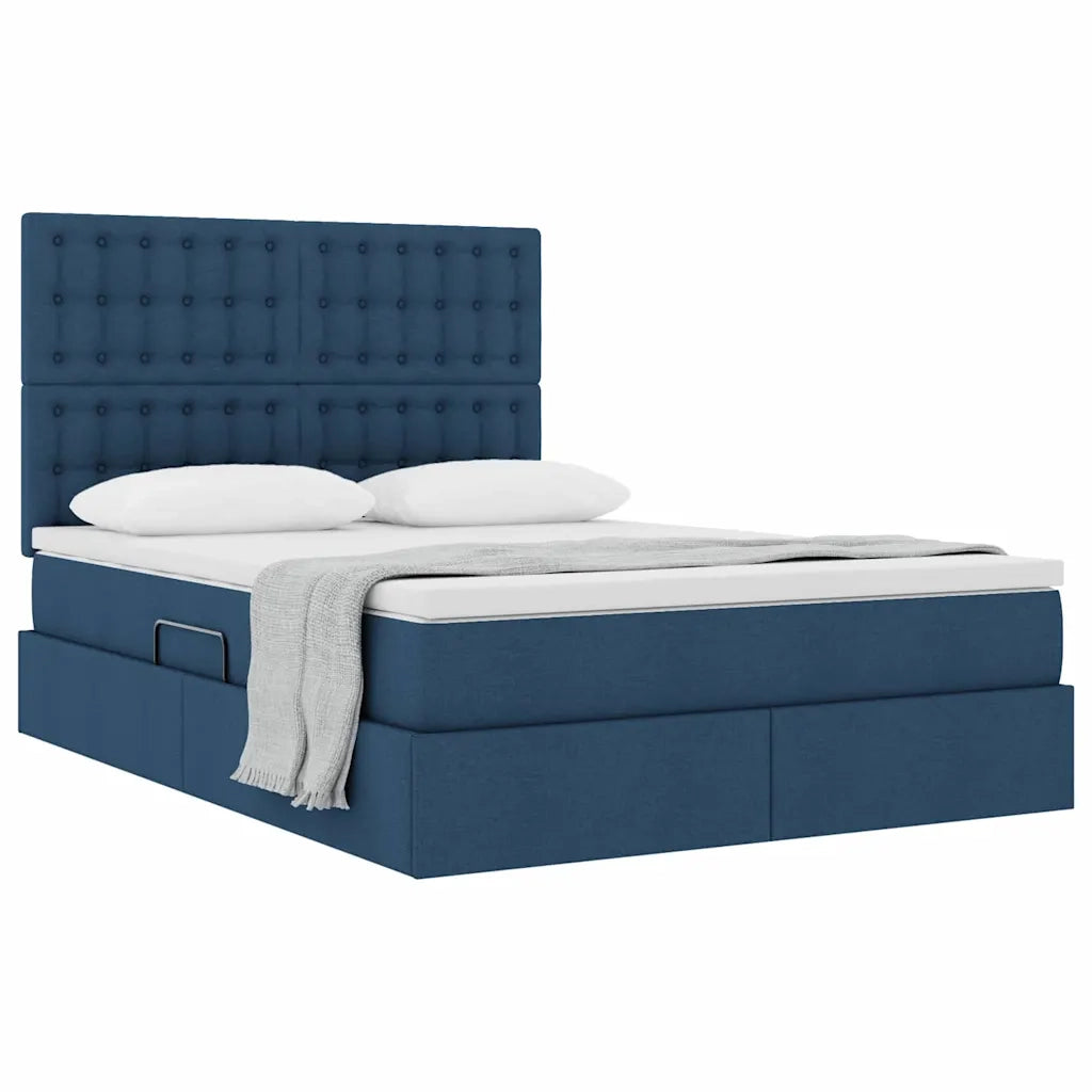 Letto con contenitore e materasso Blu 140 x 200 cm Poliestere