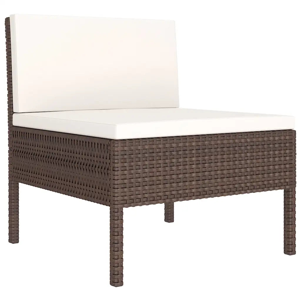 Set Divani da Giardino 10 pz con Cuscini in Polyrattan Marrone 3056973