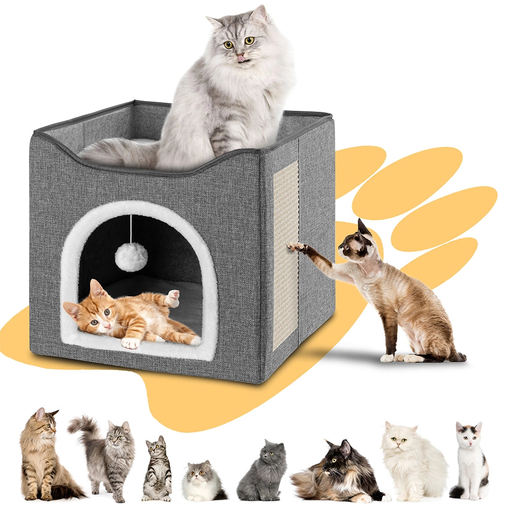 Cuccia Casa per Gatti Ingresso Arco Tiragraffi Casetta Animali Domestici 39x38cm