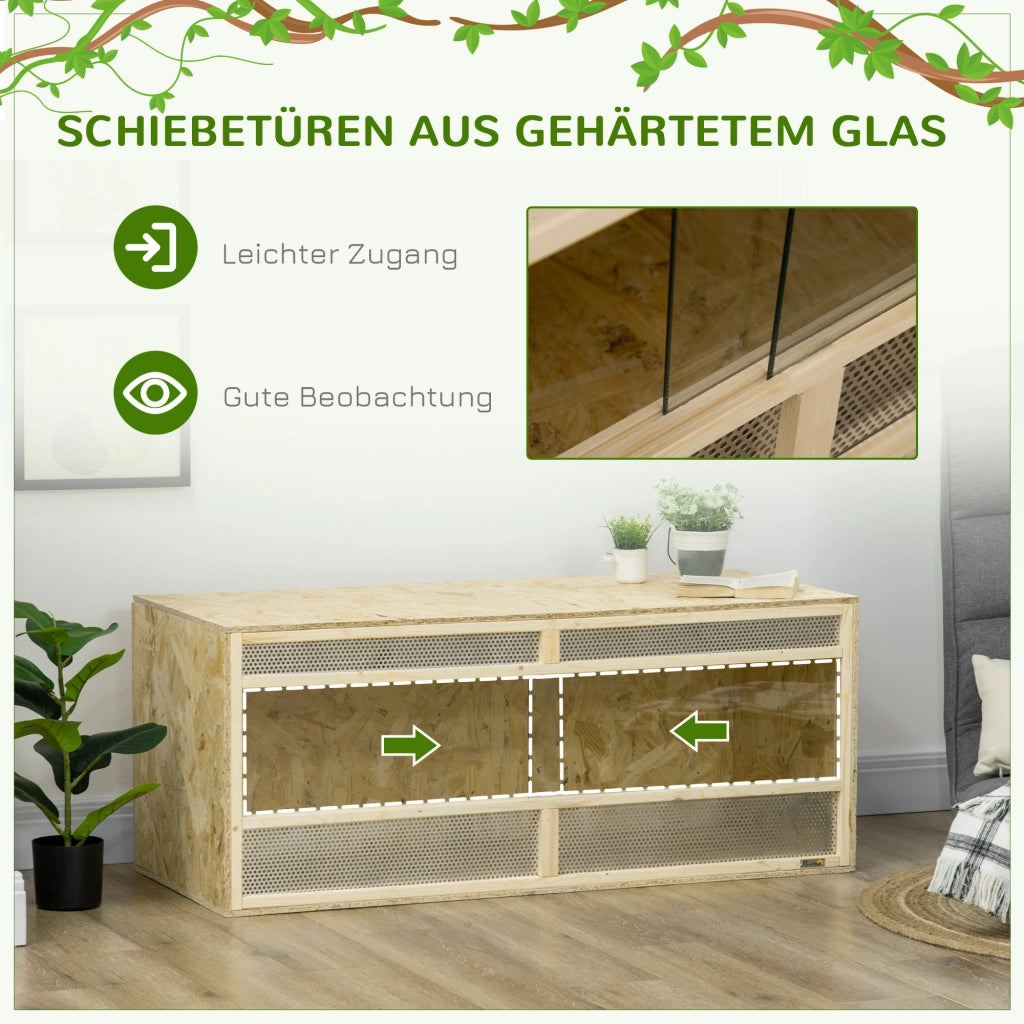 Terrario in Vetro per Rettili e Anfibi ¨C Xylo ¨C Porte Scorrevoli con Griglie Aerazione 120x50x50cm