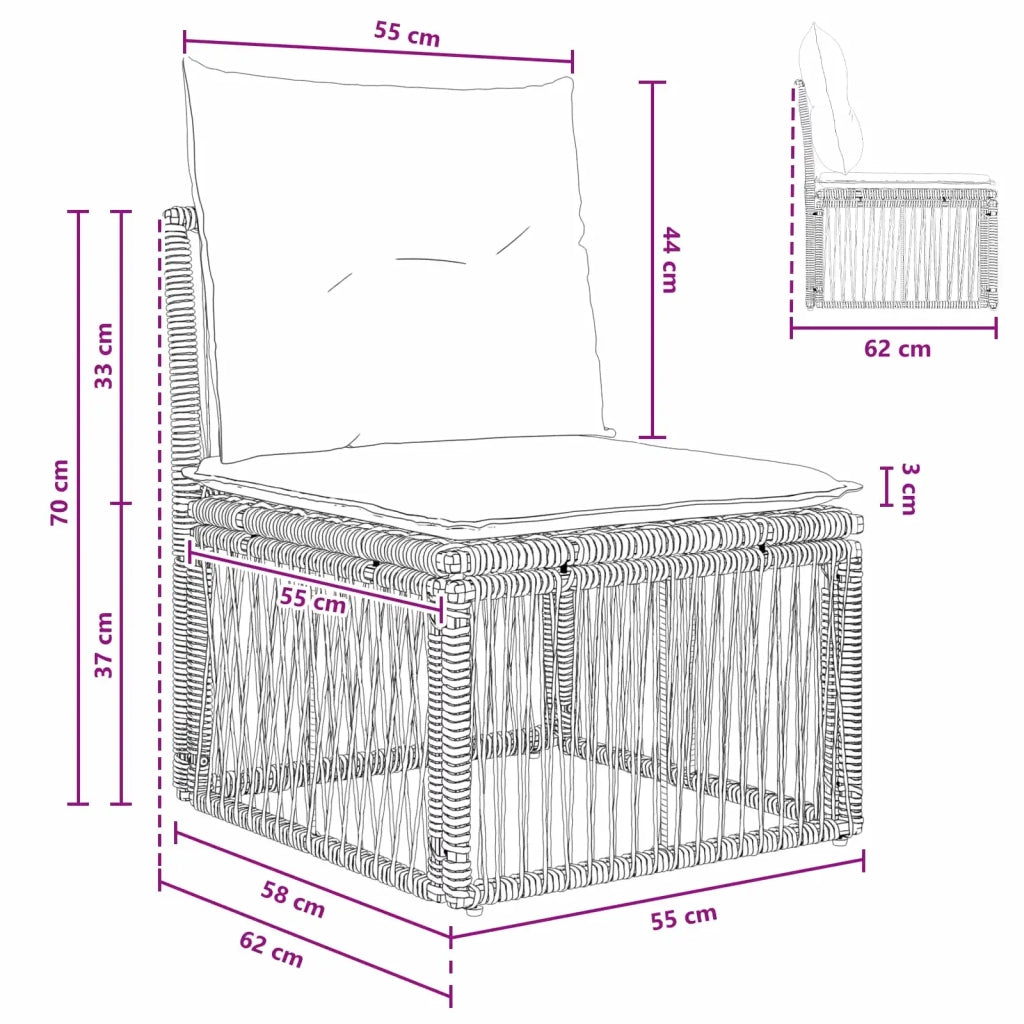 Unità divano senza braccioli Beige polyrattan 42026715
