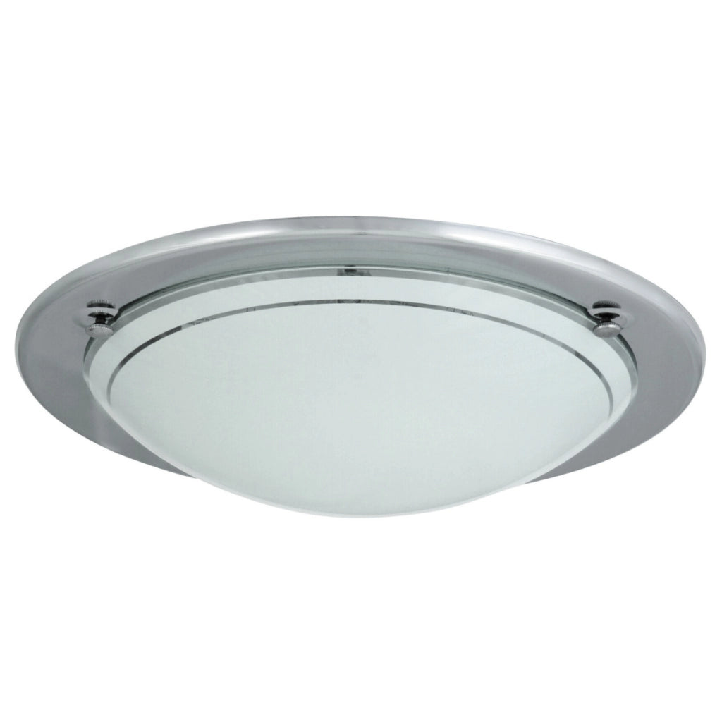 Plafoniera rotonda vetro 38cm 2xE27 cromata Rabalux