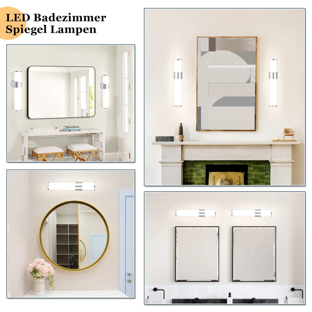 ZMH Lampada da specchio LED per Specchio 6W 35cm IP44 Cromata Moderna Luce Neutra 4000K per Cantina Cucina Armadio