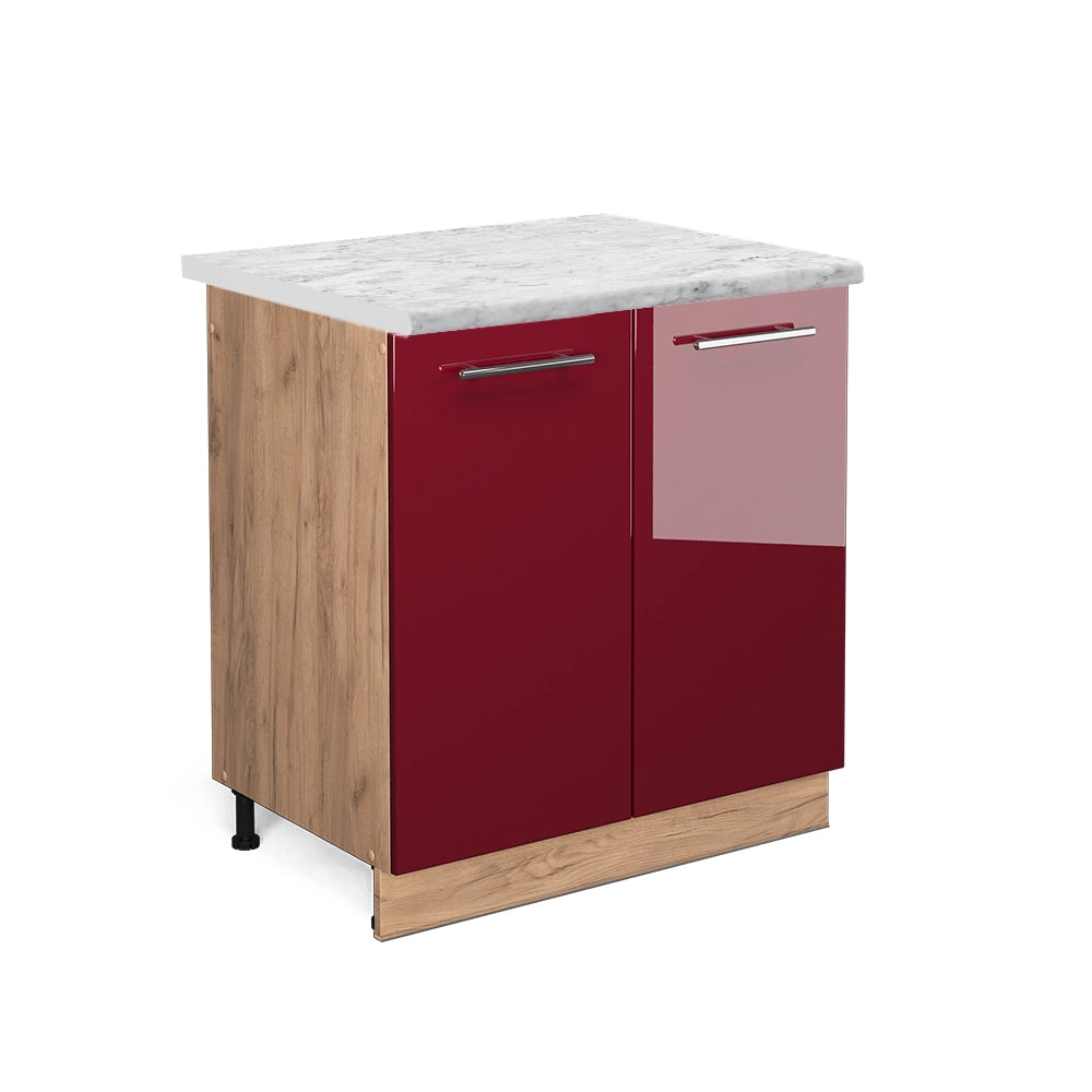 Mobile lavello cucina Fame-Line Bordeaux lucido/Rovere dorato 80 cm, PL Marmo Vicco