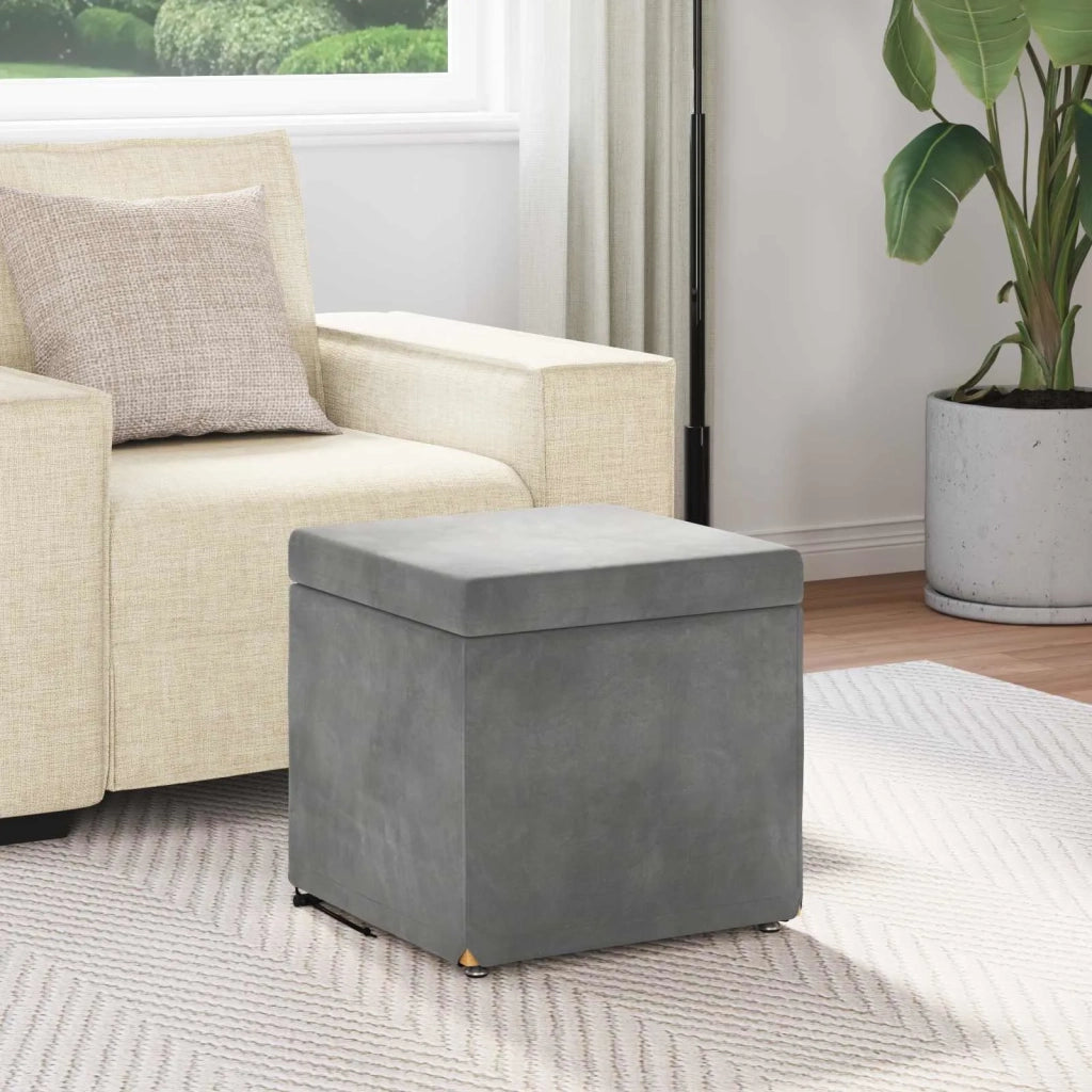 Pouf Grigio scuro Velluto e Legno Ingegnerizzato