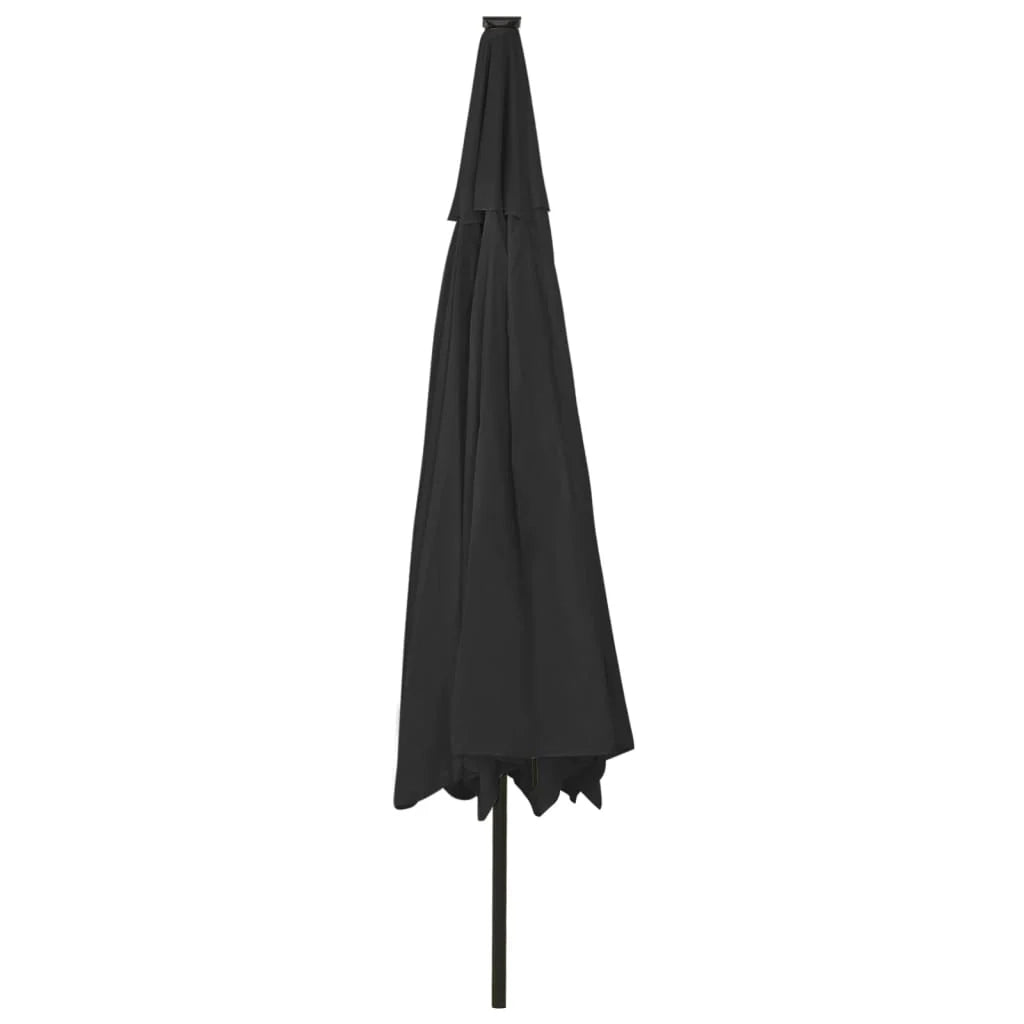 Ombrellone da esterno con LED e palo in metallo nero da 400 cm 02_0008182