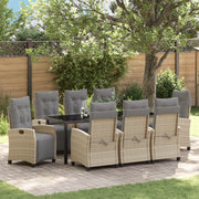 Set da pranzo da giardino 9 pezzi Beige Polyrattan