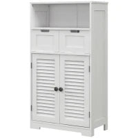 kleankin Mobiletto per il Bagno con Armadio a 2 Porte, Ripiano Regolabile, 2 Cassetti, Nicchia, 61 x 30,5 x 109,5 cm Bianco
