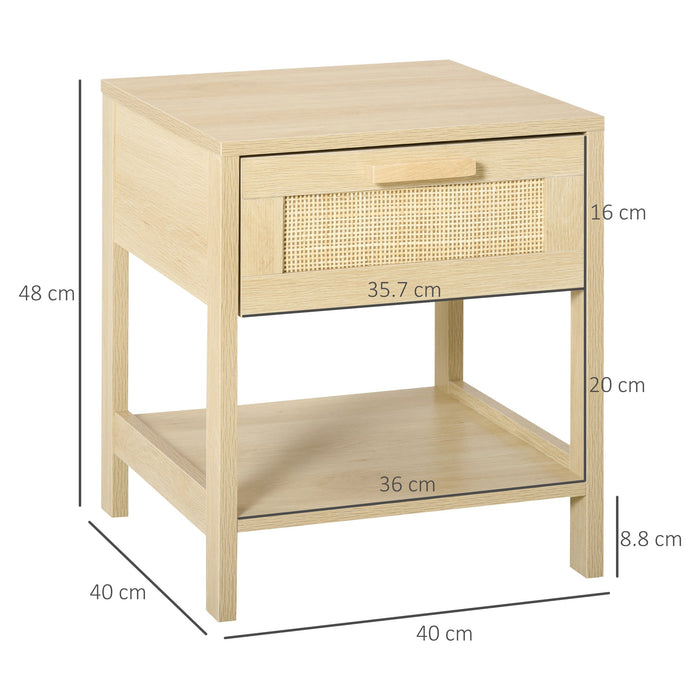 Comodino 1 Cassetto 1 Ripiano 40x40x48 cm in MDF color Legno