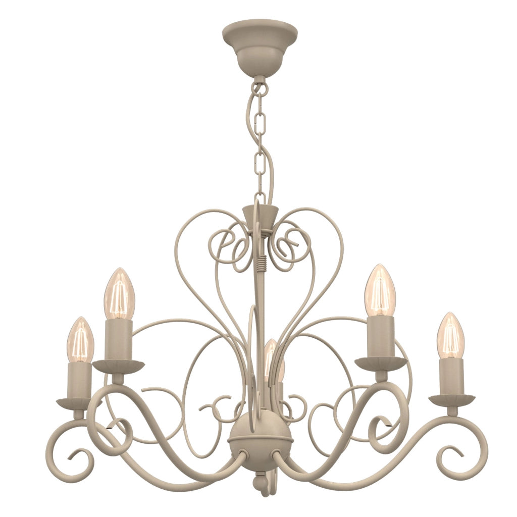 Lampadario Mauro 5 luci beige metallo E14 Luminex