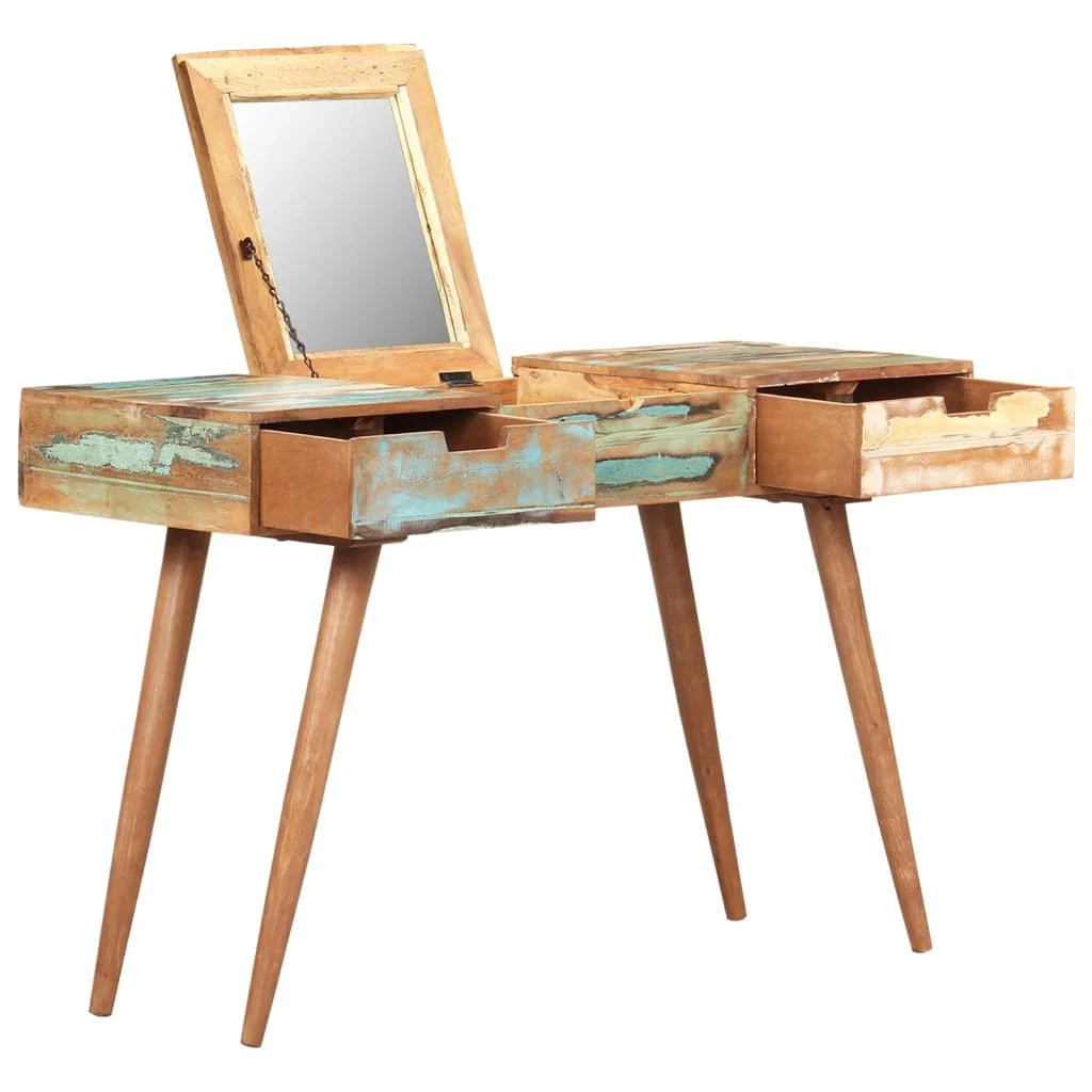 Toeletta con specchio tavolo da trucco 112 x 45 x 76 cm legno massello di recupero 02_0006357