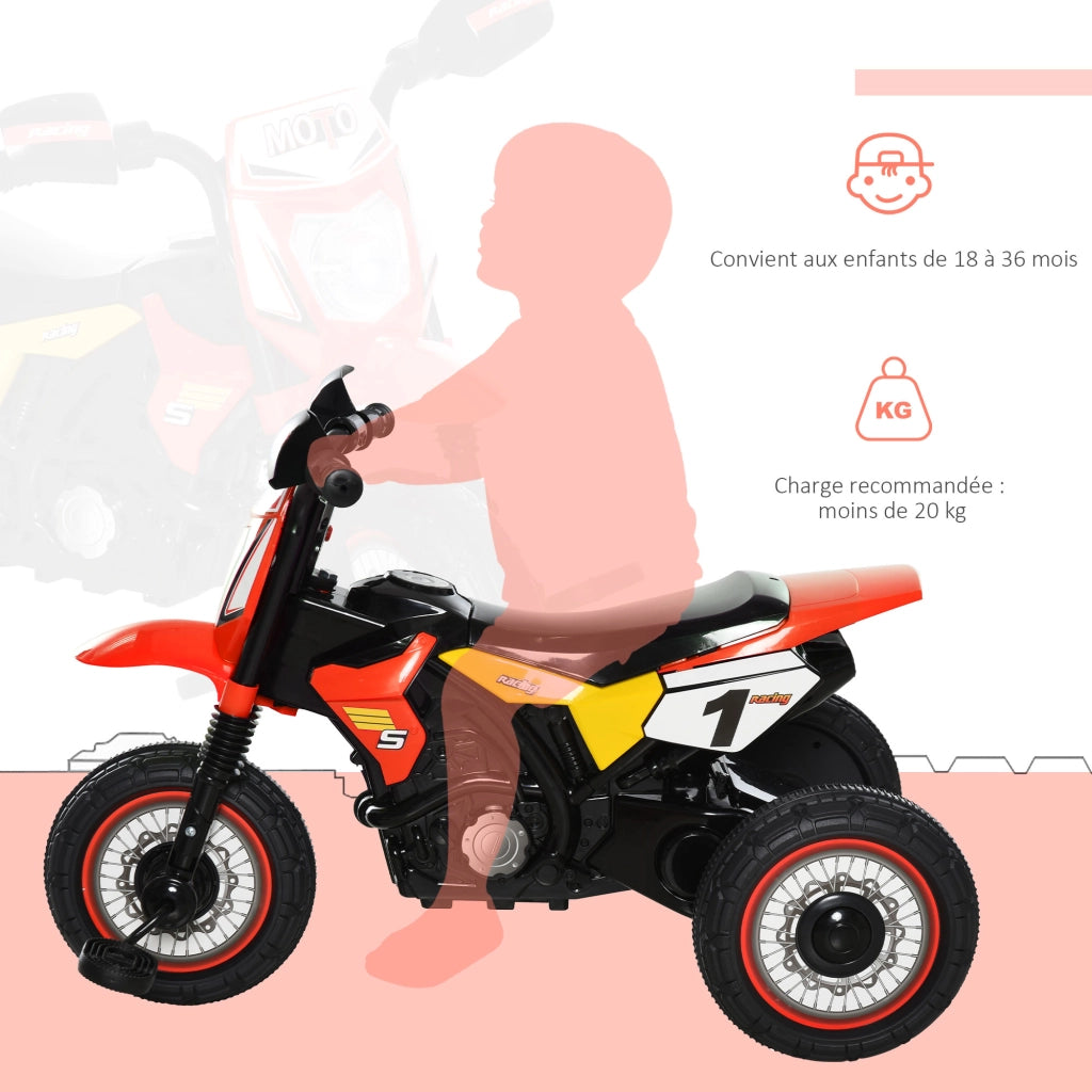 Triciclo Moto Cross Bambini con Musica Luci e Cassetto ¨C Zephmum ¨C Rosso