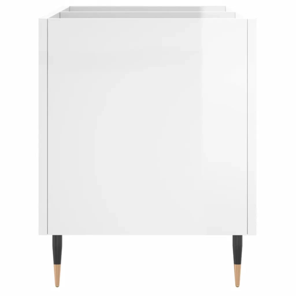 Mobile Porta Dischi Bianco Lucido 74,5x38x48 Legno Multistrato 831718