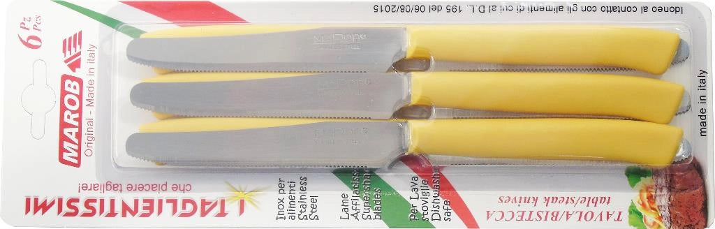 Set 6 Coltelli da tavola giallo lama in acciaio marietti