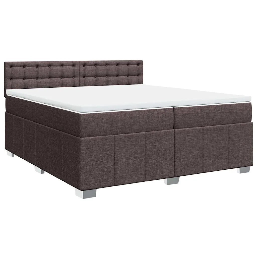 Giroletto a Molle con Materasso Marrone Scuro 200x200cm Tessuto 3289492