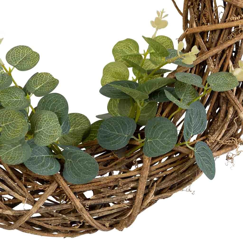 Corona di fiori da appendere in rattan naturale, D35x8h cm