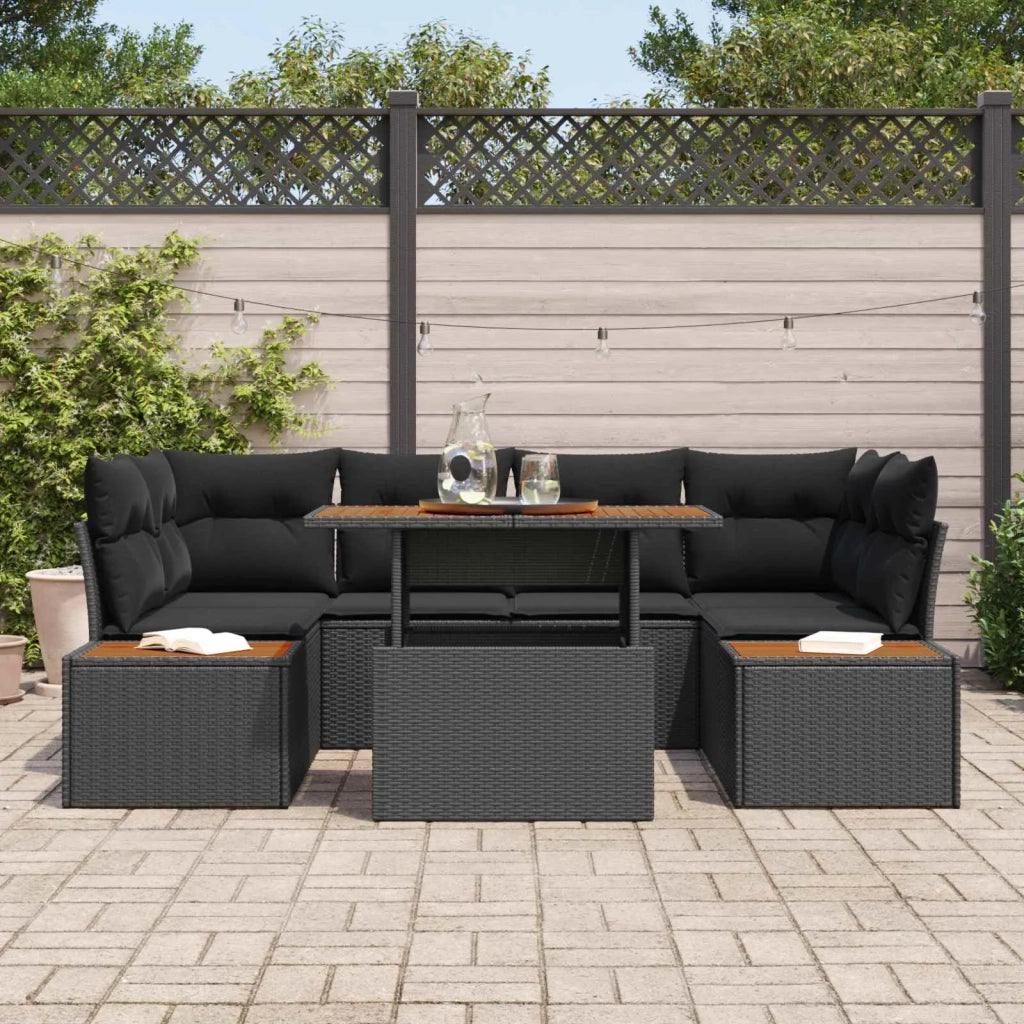 Set Divano da Giardino con archiviazione 7 pcs Nero Poly Rattan 3358772