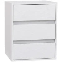 Cassettiera 3 Cassetti Moderna in Legno Bianco, 40x30x50.5 cm