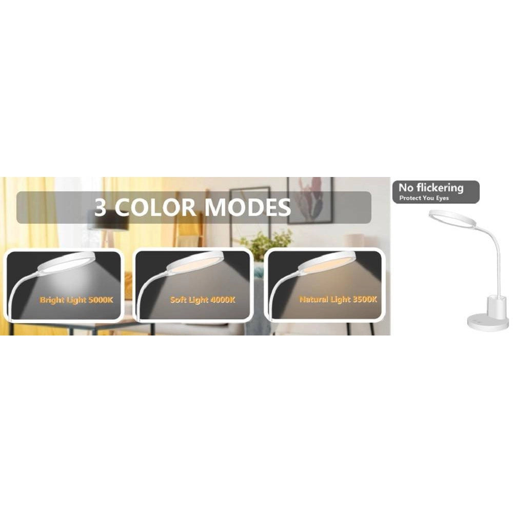 Trade Shop - Lampada Tavolo Flesibile Led Ricaricabile Portacellulare Dimmerabile 10w Ls-td01 -