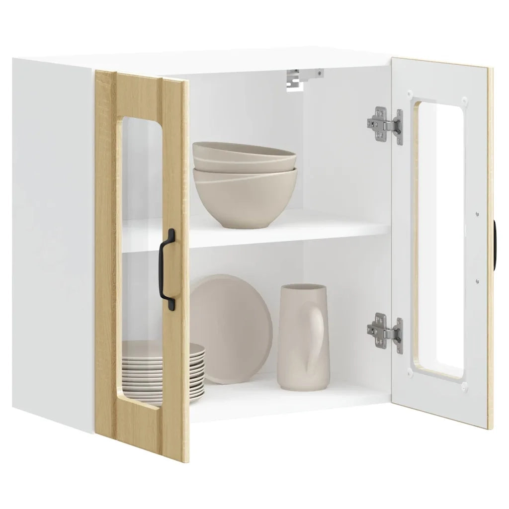 Pensile da Cucina con Porta in Vetro-Mobile Cucina da Parete Lucca Rovere Sonoma 841581