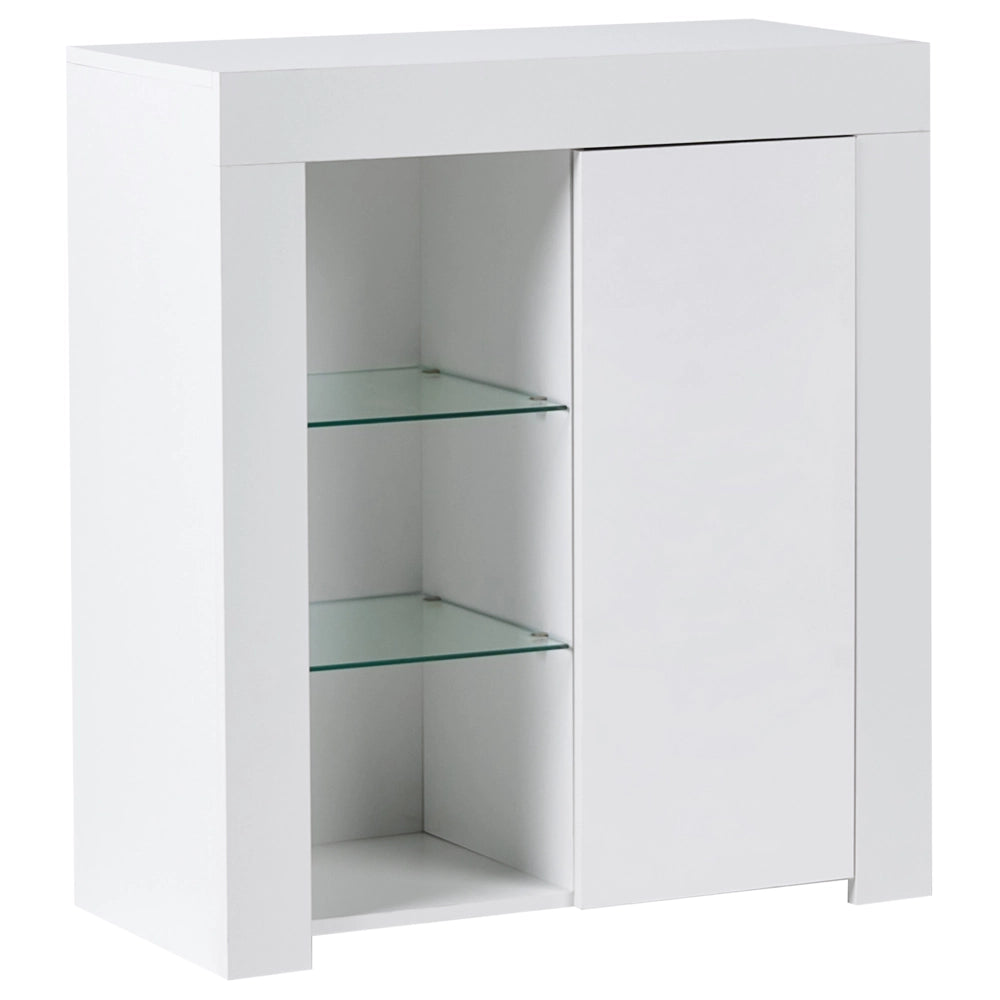 Credenza per soggiorno o camera da letto con 1 anta in MDF LED bianco stile moderno