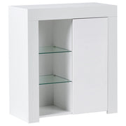 Credenza per soggiorno o camera da letto con 1 anta in MDF LED bianco stile moderno