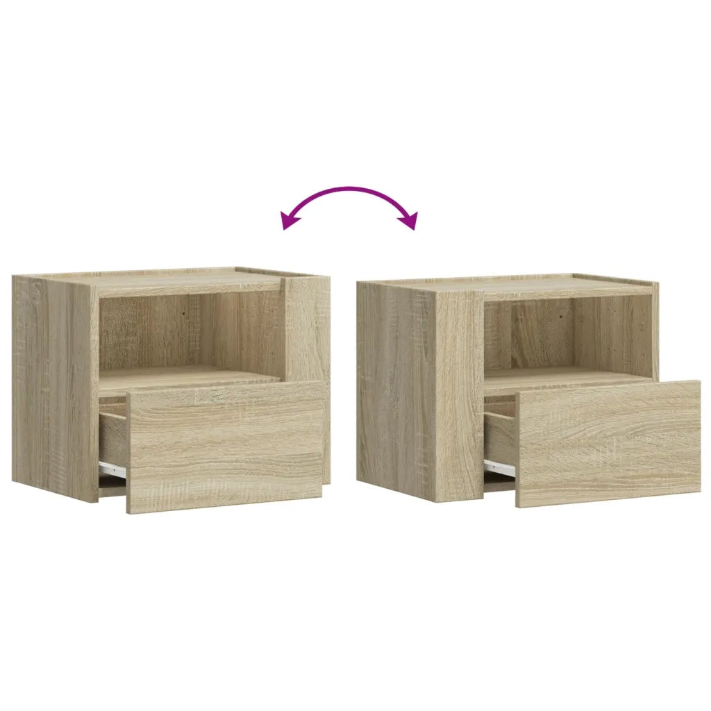 Comodini a Muro 2 pz-Set di 2 Tavolino da notte Rovere Sonoma 45x30x35 cm 384546