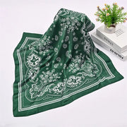 Sciarpa per donna - Sciarpa modaiola in rayon - Foulard quadrato - Sciarpa di seta vintage per capelli - Cintura per capelli - Sciarpa morbida - Sciarpa modaiola a fiori di cashew - Adatta a tutti i generi - 70x70cm - verde scuro