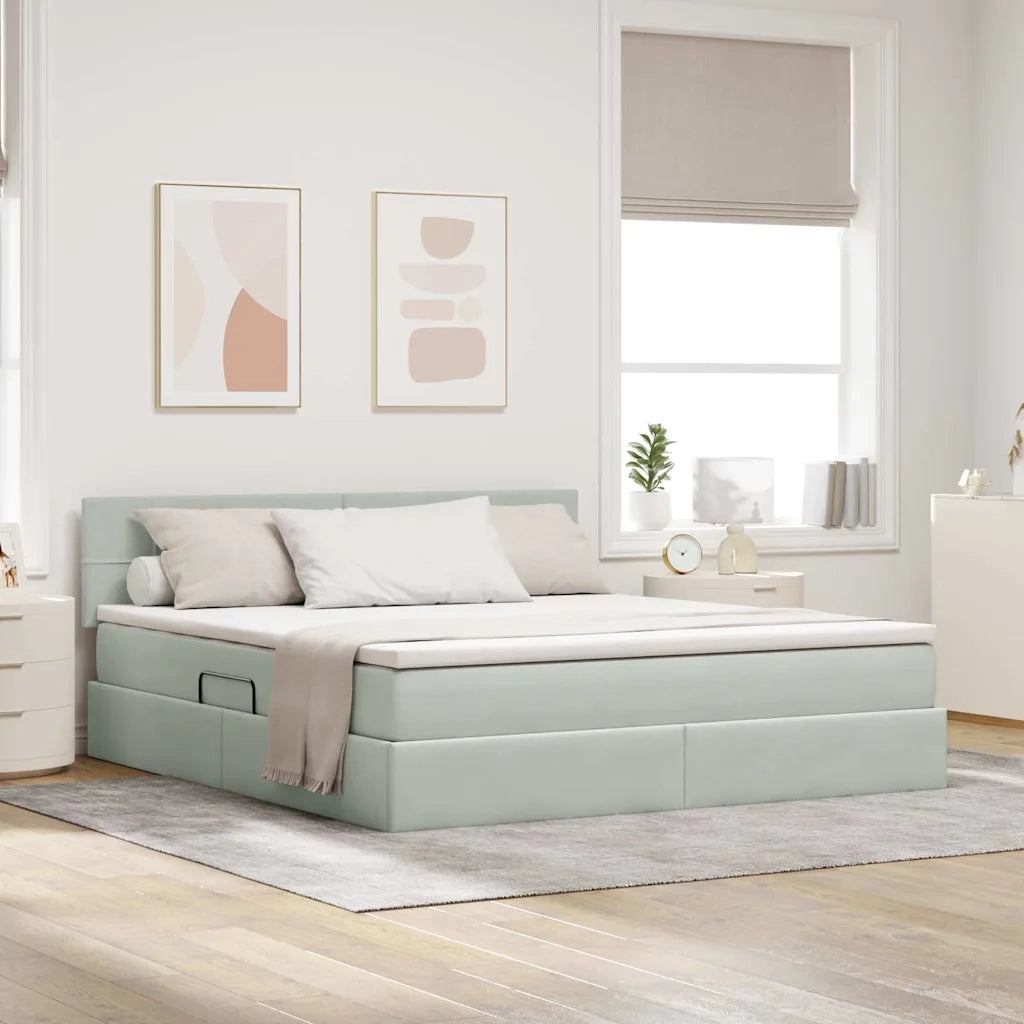 Letto con Contenitore Grigio chiaro 180 x 200 cm Velluto 3370773