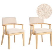 Set di 2 sedie da pranzo in legno chiaro e tessuto boucle di poliestere beige Gambe in legno di gomma Stile retrò tradizionale