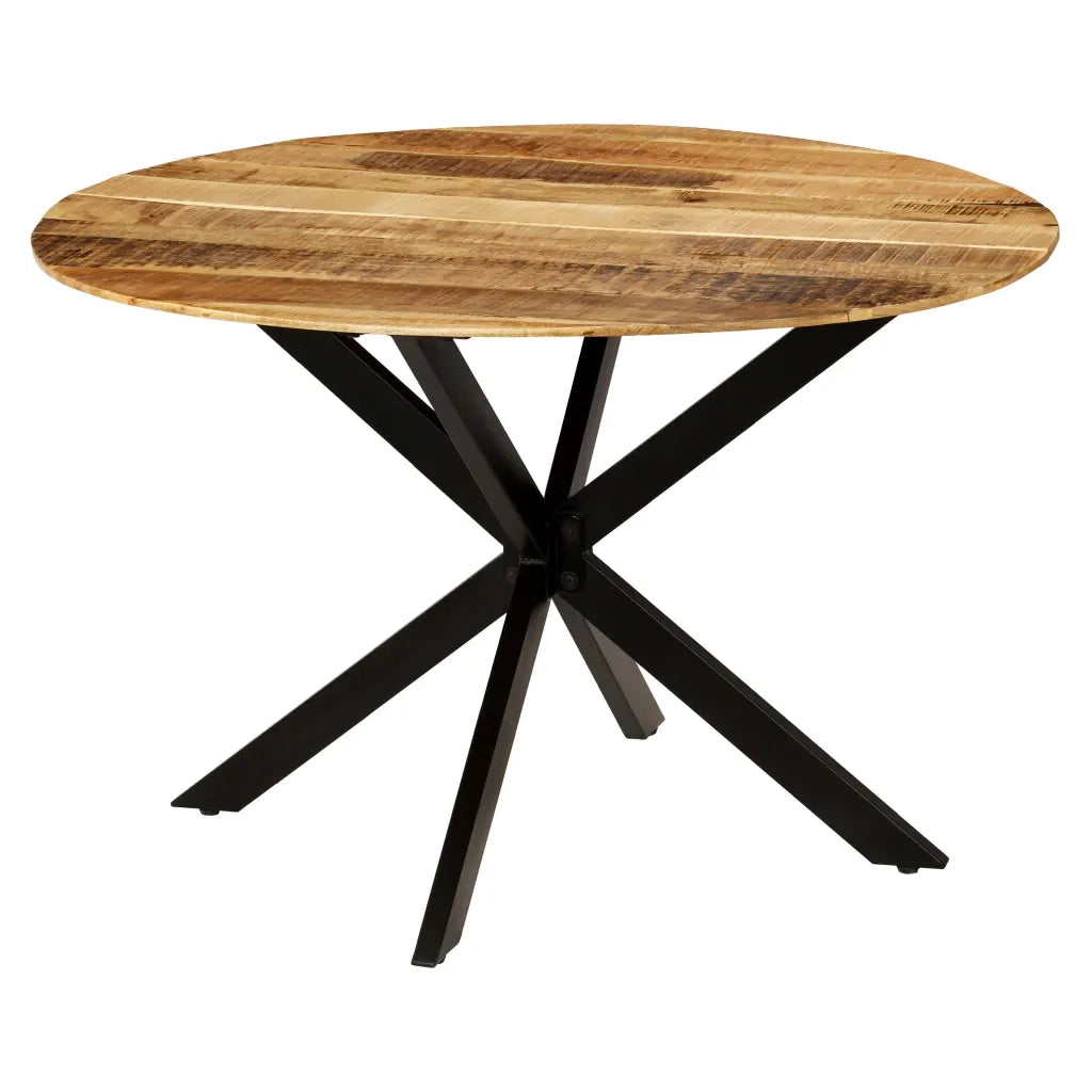 Tavolo da Pranzo in Massello di Mango Grezzo e Acciaio 120x77cm cod mxl 29854