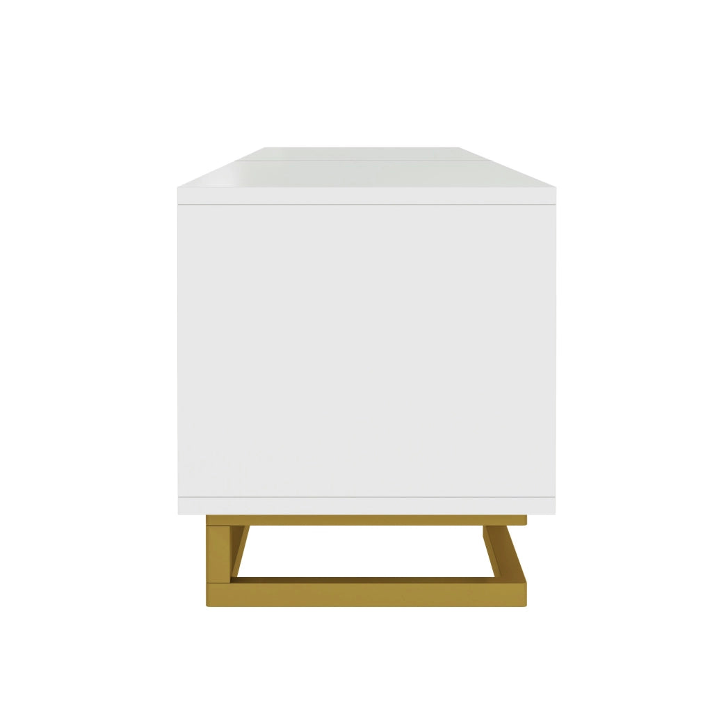 Mobile TV 160x38x44.5 cm; ante strutturate con ampio spazio; truciolare; bianco