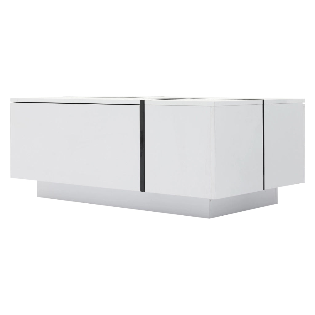 Tavolino da caff¨¨ moderno bianco e nero 100 x 60 x 40 cm con 4 cassetti e piano lucido
