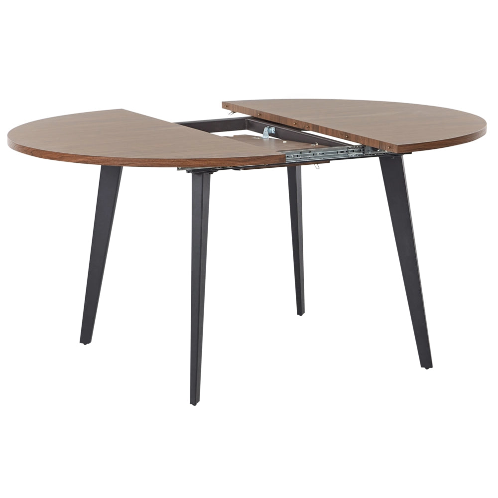Tavolo da pranzo allungabile rotondo 120/150 x 120 cm Piano in MDF gambe in metallo nero legno scuro stile moderno