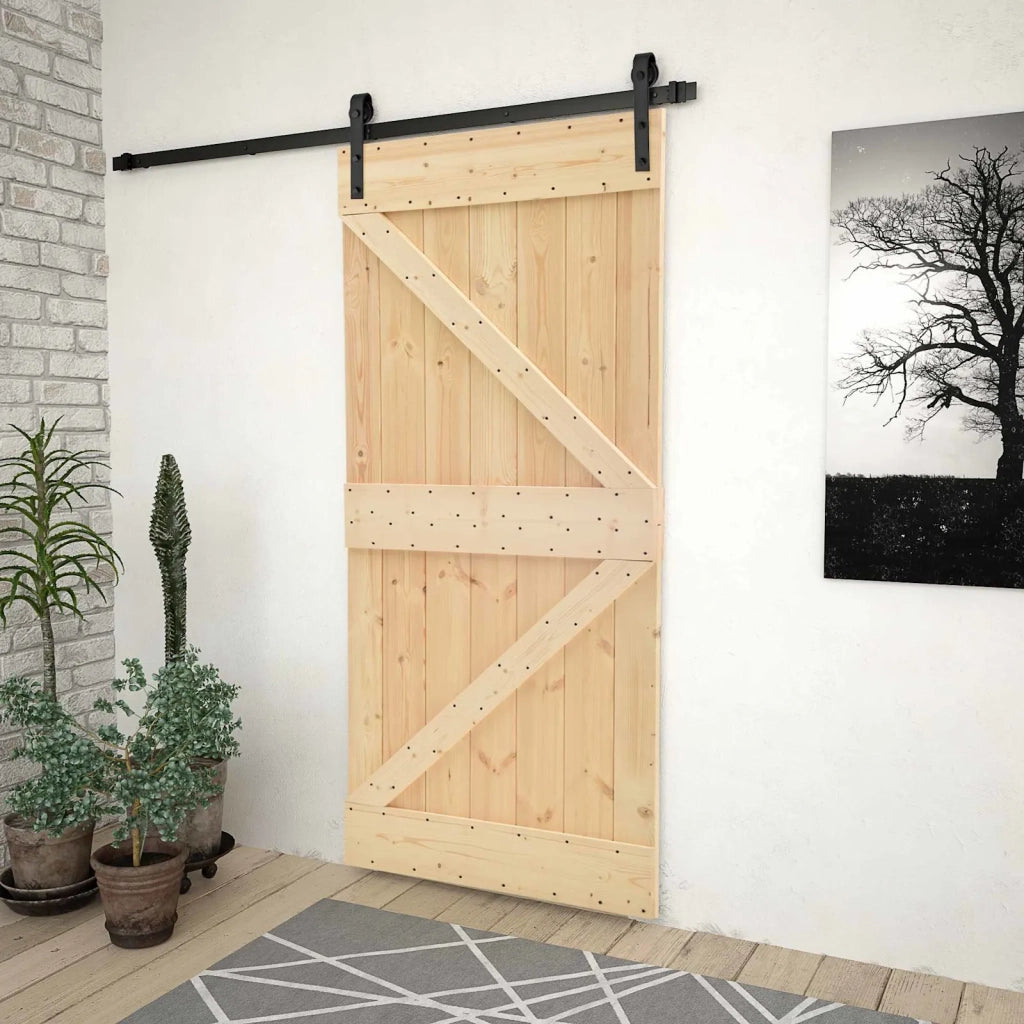 Porta scorrevole Naturale e Nero 80 x 210 cm